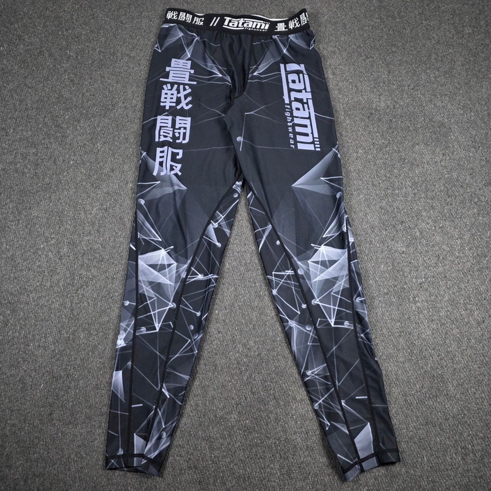 Tatami Fightwear Spats Mens Large Black Geometric Kanji Compression Leggings